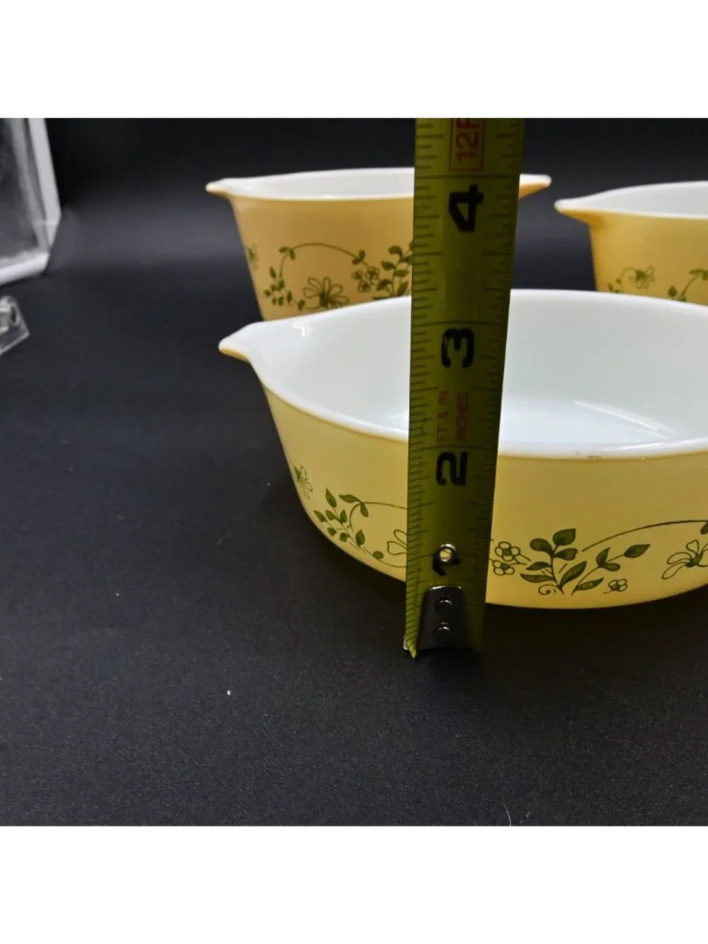 Pyrex Shenandoah Casserole Set of 3 Serving Bowls Yellow Floral No Lids